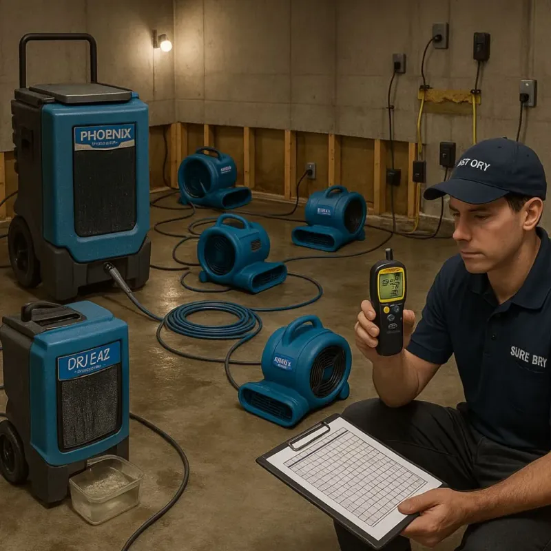 Structural Drying and Dehumidification process in Glendale, WI